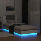  Posteljni okvir z vzglavjem in LED lučkami bel 100x200 cm | Shoptok.si