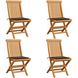Maison Chic Vrtni stoli - Stol za vrt s taupe blazinami 4 kosi trdna tikovina JS2053, (21877075) | Shoptok.si