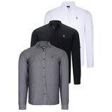 Dewberry TRIPLE SET G674 MENS SHIRT-BLACK-WHITE-SMOKED | shoptok.hr