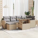Maison Chic Seti vrtnega pohištva - Vrtna garnitura - Vrtni pohištvo set 7-delna z blazinami bež poli ratan, (21808795) | Shoptok.si