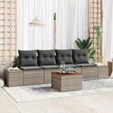 vidaXL set 5 vrtnih sedežnih garnitur z blazinami siva poli ratan acacia Cene