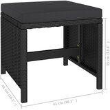  6-dijelni vrtni blagovaonski set od poliratana s jastucima crni | shoptok.hr