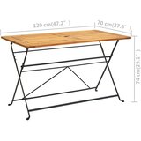  Sklopivi vrtni stol 120 x 70 x 74 cm masivno bagremovo drvo | shoptok.hr