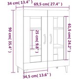  Komoda boja dimljenog hrasta 69 5x34x90 cm konstruirano drvo | shoptok.hr