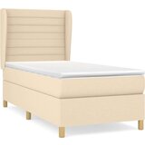 vidaXL Box spring postelja z vzmetnico krem 100x200 cm blago | Shoptok.si