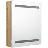  LED kupaonski ormarić s ogledalom bijeli i hrast 50x14x60 cm | Eponuda.com