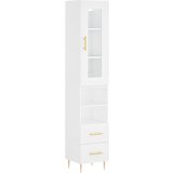 Maison Chic Visoka omara - Komoda - Predalnik bela 34,5x34x180 cm inženirski les, (21721576) | Shoptok.si