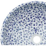 Nadgradni umivaonik bijelo-plavi okrugli Φ 41 x 14 cm keramički | Eponuda.ba