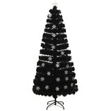  Božićno drvce s LED pahuljama crno 180 cm optička vlakna | Eponuda.com