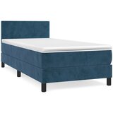 The Living Store Box spring postelja z vzmetnico temno moder 90x190 cm žamet - Box Spring Postelja, (21488879) | Shoptok.si