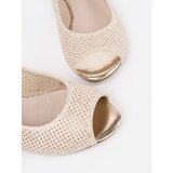GOODIN Light beige openwork sandals with a low heel | Shoptok.si
