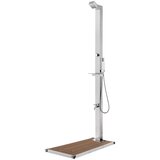vidaXL vrtni tuš z rjavim podstavkom 225 cm nerjaveče jeklo Cene