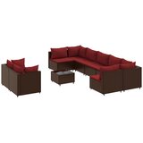  10-dijelni set vrtnih sofa od poliratana s jastucima smeđi | shoptok.hr