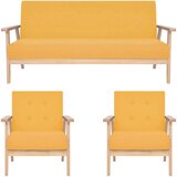  3-dijelni set sofa od tkanine žuti Cijene