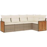 Maison Chic Seti vrtnega pohištva - Vrtna garnitura - Vrtni pohištvo set 5-delna z blazinami bež poli ratan, (21816227) | Shoptok.si