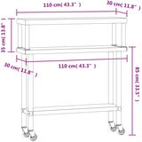  Kuhinjski radni stol s policom 110x30x120 cm nehrđajući čelik | shoptok.hr