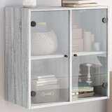 vidaXL Stenska omarica s steklenimi vrati siva sonoma 68x37x68,5 cm | Shoptok.si