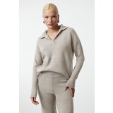 Trendyol Stone Polo Collar Soft Texture Knitwear Bottom-Top Set | Eponuda.ba