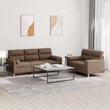  2-dijelni set sofa s jastucima smeđi od tkanine Cijene