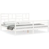  Okvir za krevet s uzglavljem bijeli 200x200 cm od masivnog drva | Eponuda.com