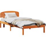  Krevetna konstrukcija s uzglavljem Vosak smeđa 75x190 cm Čvrsta borovina | shoptok.hr