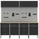  Set s radnim ormarićem i pločom s kukama 10 komada crna MDF i metal | shoptok.hr