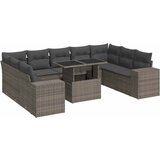 Maison Chic Seti vrtnega pohištva - Vrtna garnitura - Vrtni pohištvo set 10-delna z blazinami siv poli ratan, (21811639) | Shoptok.si