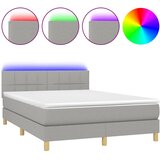The Living Store Box spring postelja z vzmetnico LED svetlo siva 140x190cm blago - Box Spring Postelja, (21520856) | Shoptok.si