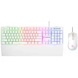 Tastatura + miš gaming RAMPAGE KM-RX7 Fortuna V2 Rainbow Lighting USB White Gaming Combo Us Layout English Gaming Keyboard 12800 DPI Mouse, 42578