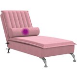  Masažna počivaljka s valjkastim jastukom ružičasta baršunasta | shoptok.hr
