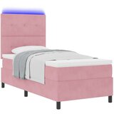 Box Postelja s pomičnim podom in ležiščem & LED Roza 100x200 cm Žamet, (22050681) | Shoptok.si