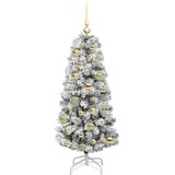 vidaXL Umjetno božićno drvce s nogom Zelena i bijela 120 cm PVC | shoptok.hr