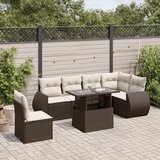 Maison Chic Seti vrtnega pohištva - Vrtna garnitura - Vrtni pohištvo set 7-delna z blazinami rjav poli ratan, (21801444) | Shoptok.si