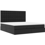vidaXL Otomanski posteljni okvir z vzmetnico črn 180x200 cm um. usnje, (21610756) | Shoptok.si