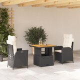 vidaXL 3-dijelni vrtni blagovaonski set s jastucima od poliratana crni | shoptok.hr