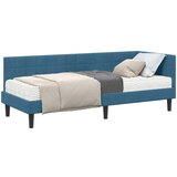vidaXL Kotni okvir postelje z matrico z vzglavjem 2 pcs Modra Žamet, (5000155955) | Shoptok.si