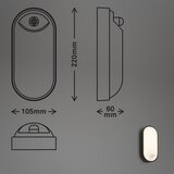 BRILO zidna rasvjeta led 12W 1300lm 3000K IP65 senzor oval | shoptok.hr