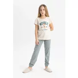 Defacto Girl Printed Short Sleeve 2 Piece Pajama Set