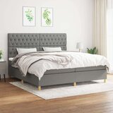  Box spring postelja z vzmetnico temno siva 200x200 cm blago, (20726752) Cene