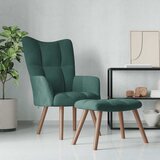 vidaXL stol za sproščanje s stolčkom temno zelen žamet | Shoptok.si