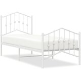  The Living Store Kovinski posteljni okvir z vzglavjem in vznožjem bel 75x190 cm - Posteljni Okvir, (21454233) | Shoptok.si
