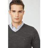 Avva Men's Anthracite Knitwear Sweater V Neck Anti-Pilling Standard Fit Regular Fit Cene
