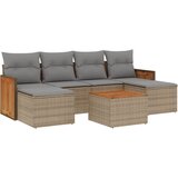 Maison Chic Seti vrtnega pohištva - Vrtna garnitura - Vrtni pohištvo set 7-delna z blazinami bež poli ratan, (21807697) | Shoptok.si