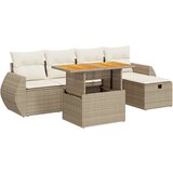 Maison Chic Seti vrtnega pohištva - Vrtna garnitura - Vrtni pohištvo set z blazinami 6-delna bež ratan/akacija, (21796378) | Shoptok.si