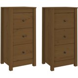 Maison Chic Komoda - Predalnik 2 kosa medeno rjava 40x35x80 cm trdna borovina, (21719443) | Shoptok.si