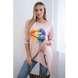 Kesi Oversize blouse with rainbow lip print dark powder pink | shoptok.hr