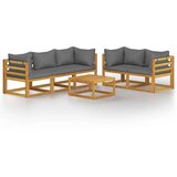  3057610 6 Piece Garden Lounge Set with Cushion Solid Acacia Wood (2x311852+311858) | shoptok.hr