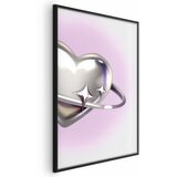  Plakat Cosmic Heart - silver heart with a ring on a purple background 60x90 Crni okvir | shoptok.hr