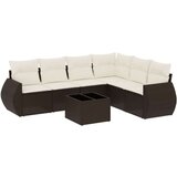 vidaXL 7-dijelni set vrtnih sofa od poliratana s jastucima smeđi | shoptok.hr