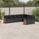 vidaXL 9-dijelni set vrtnih sofa s jastucima crni od poliratana | shoptok.hr
